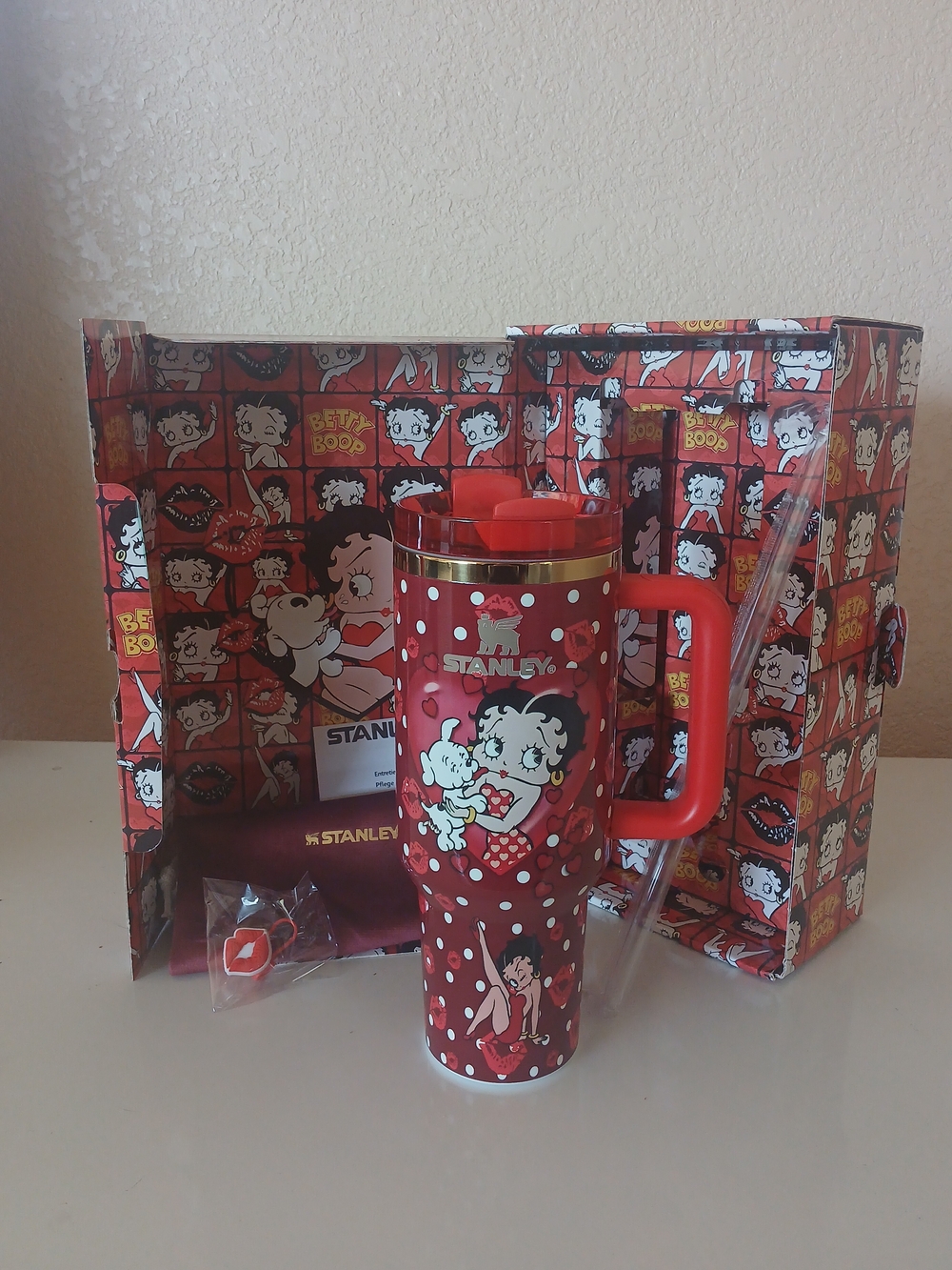 Stanley Red Betty Boop Polka Dot Travel Mug with Handle